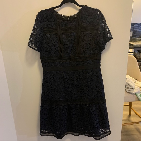 Ann Taylor Night Sky Mixed Lace Fit & Flare Dress - Picture 4 of 5